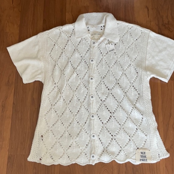 Free People We The Free All Love Club Shirt-Snow Bell-Large-NWT - Picture 3 of 10